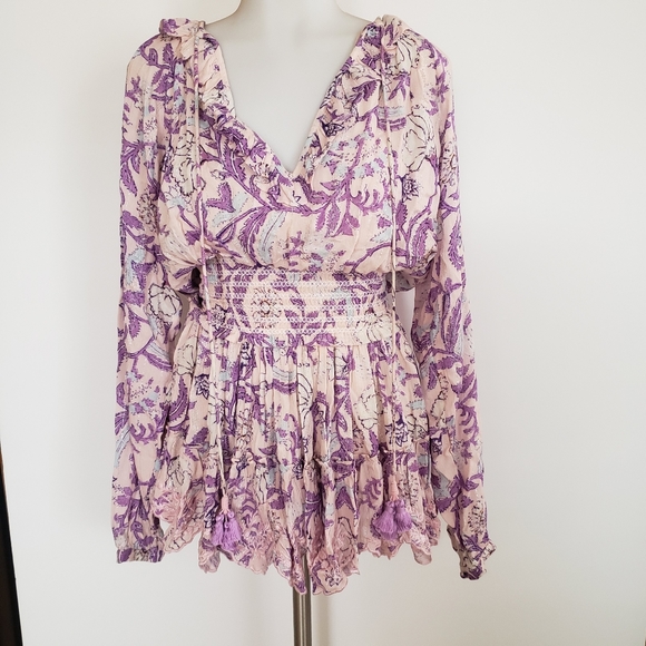 Hemant & Nandita Asia long sleeve mini dress pink lilac extra small XS - Picture 5 of 16
